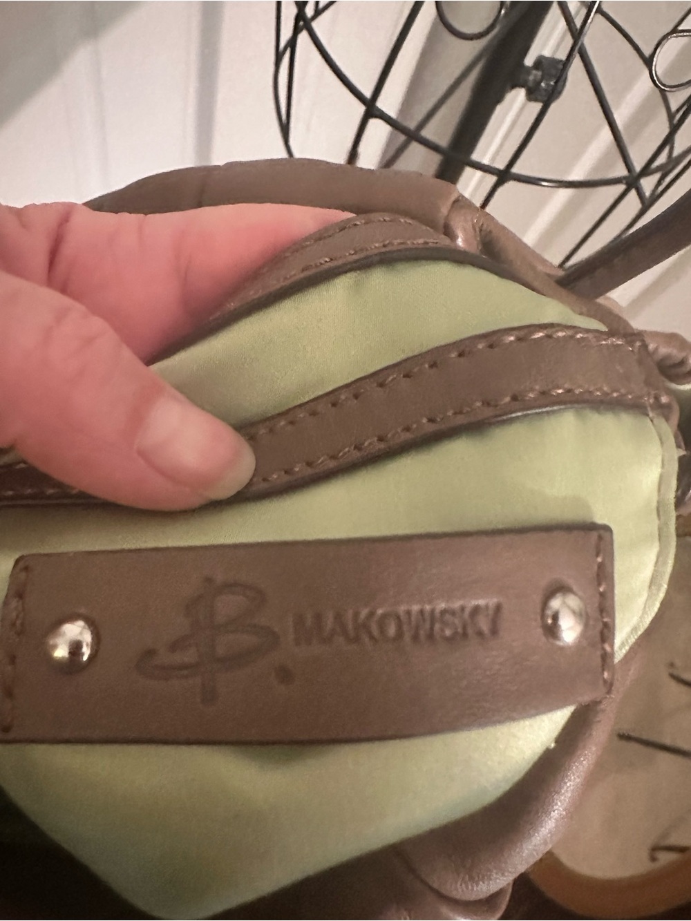 B. Makowsky slouchy leather shoulder bag In soft taupe color W/ braided strap. - Picture 7 of 7